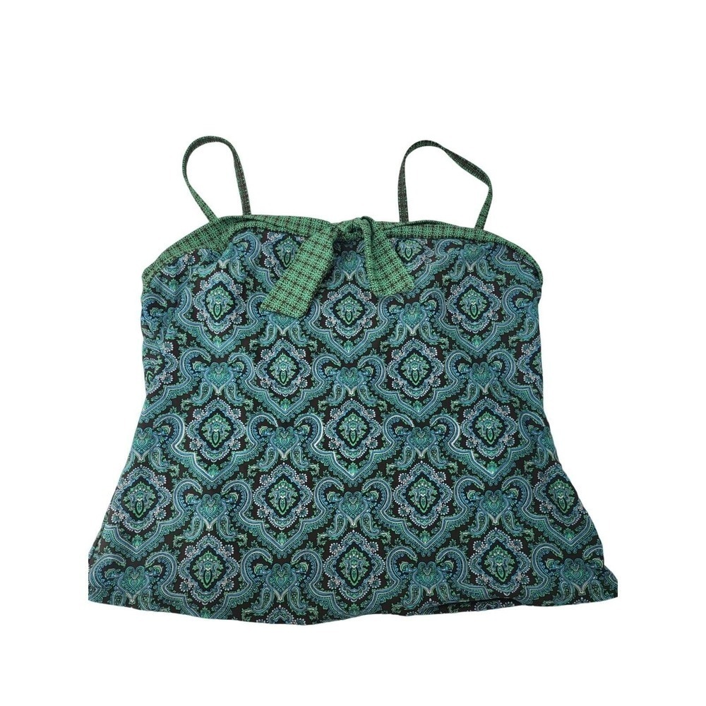 Baltex Swim Top‎ 14 Womens Green Multicolor Plus Size Pullover Swimwear Beach